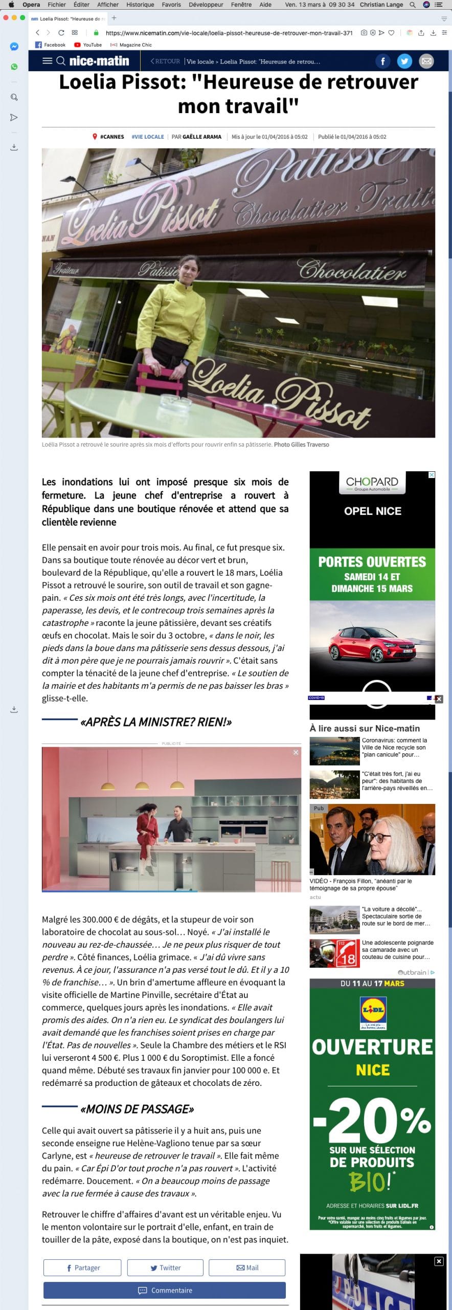 Loélia Pissot - Nice Matin - 1er avril 2016